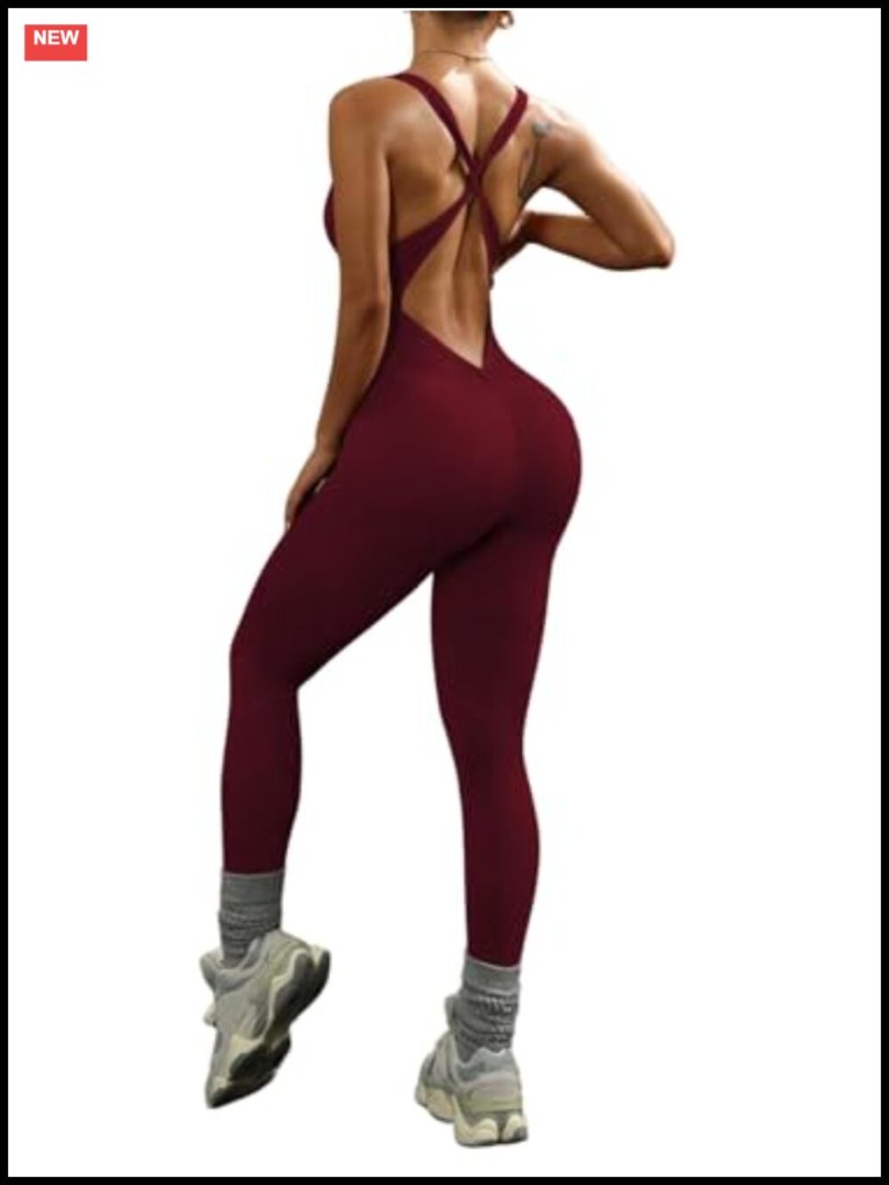 High Stretch Sleeveless V-Neck Criss Cross Backless Yoga Jumpsuit Romper